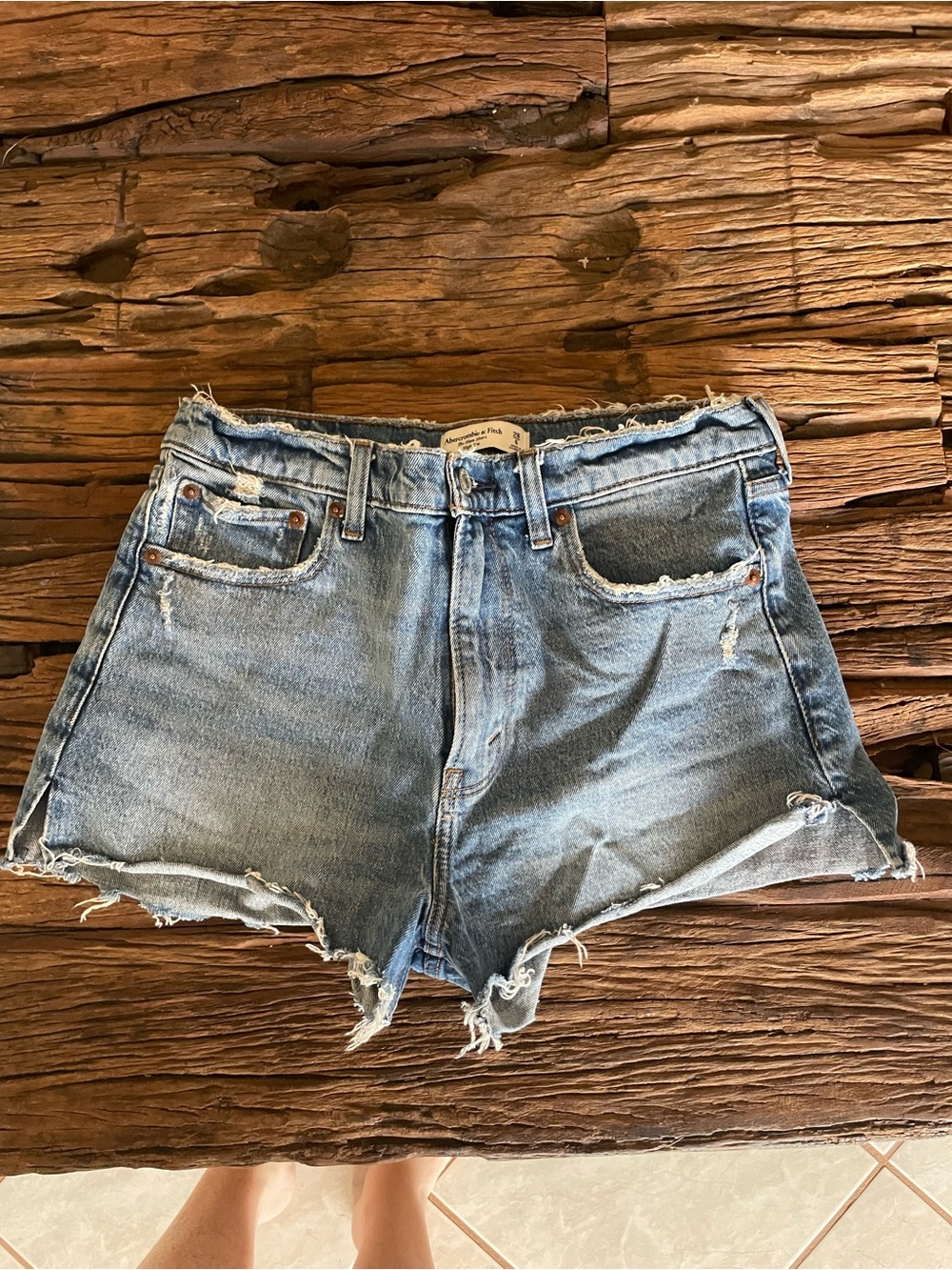 Abercrombie & Fitch Light Blue Distressed Denim Cutoff Shorts